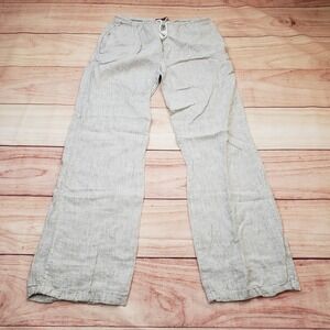 Brandy Melville Anastasia Linen Pants Womens Small Beige Pinstripe Wide Leg